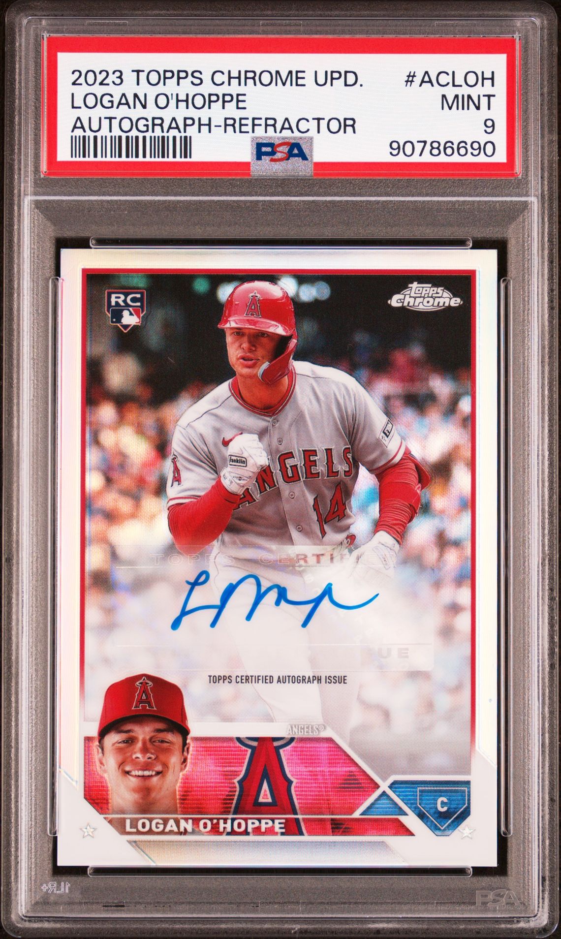 2023 Topps Chrome Update Autograph Logan O'hoppe #Acloh (Autograph-Refractor) Mint 9 front