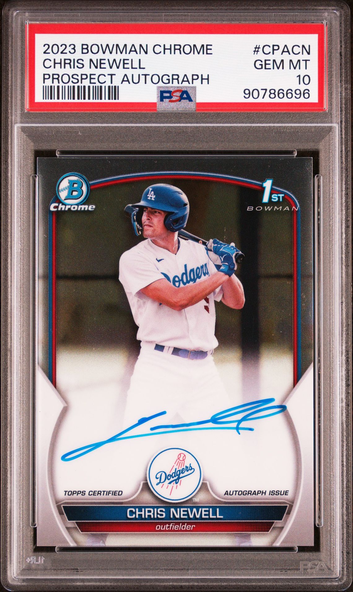2023 Bowman Chrome Prospect Autographs Chris Newell #Cpacn (Prospect Autograph) Gem Mt 10 front