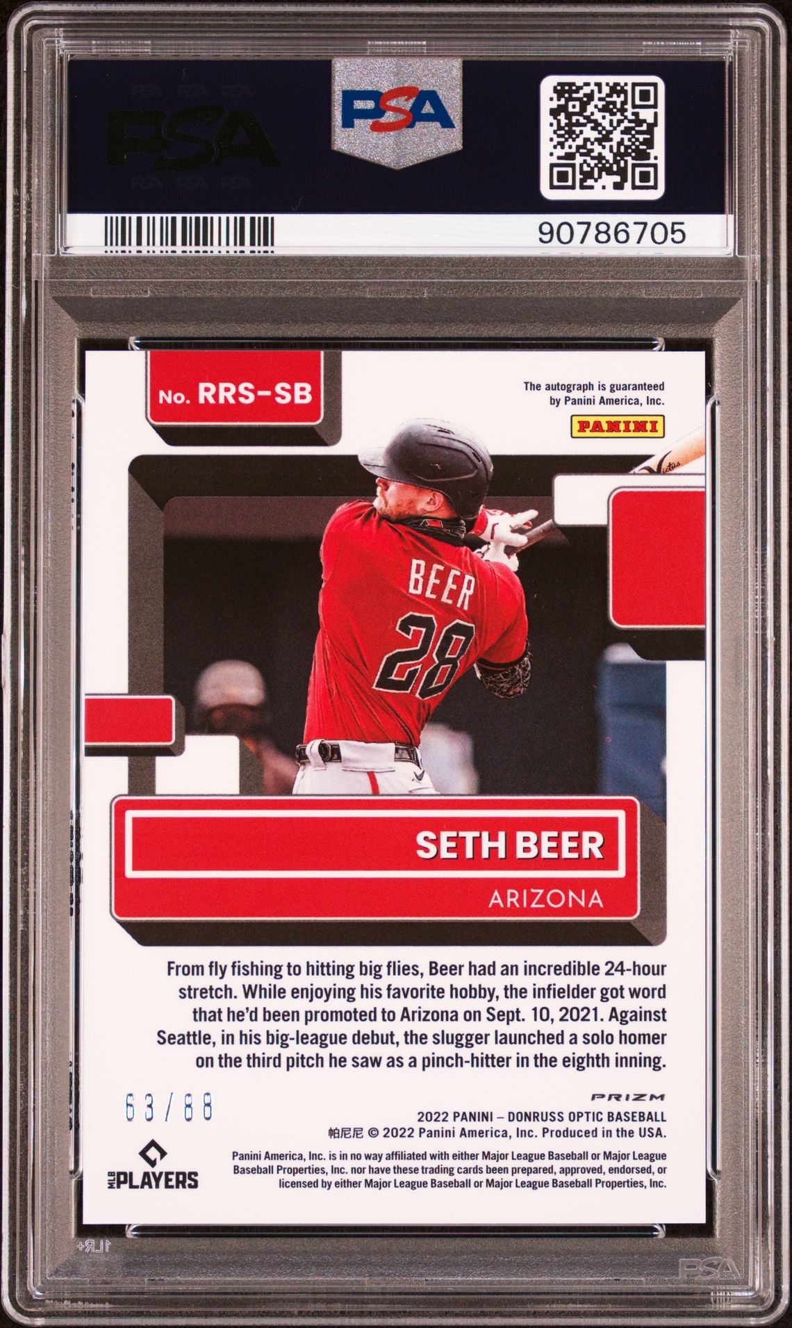 2022 Panini Donruss Optic Rated Rookie Signatures Seth Beer #Rrssb (R/R Sig-Green Mojo) Mint 9 back