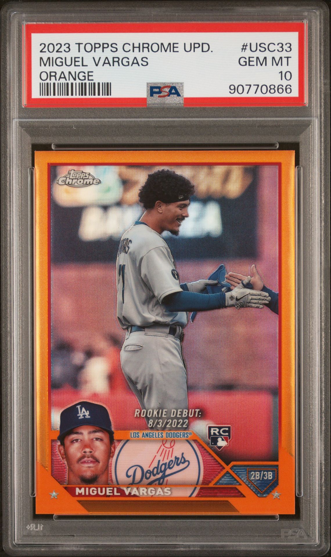2023 Topps Chrome TOPPS CHROME UPDATE Orange Refractor #USC33 Miguel Vargas front