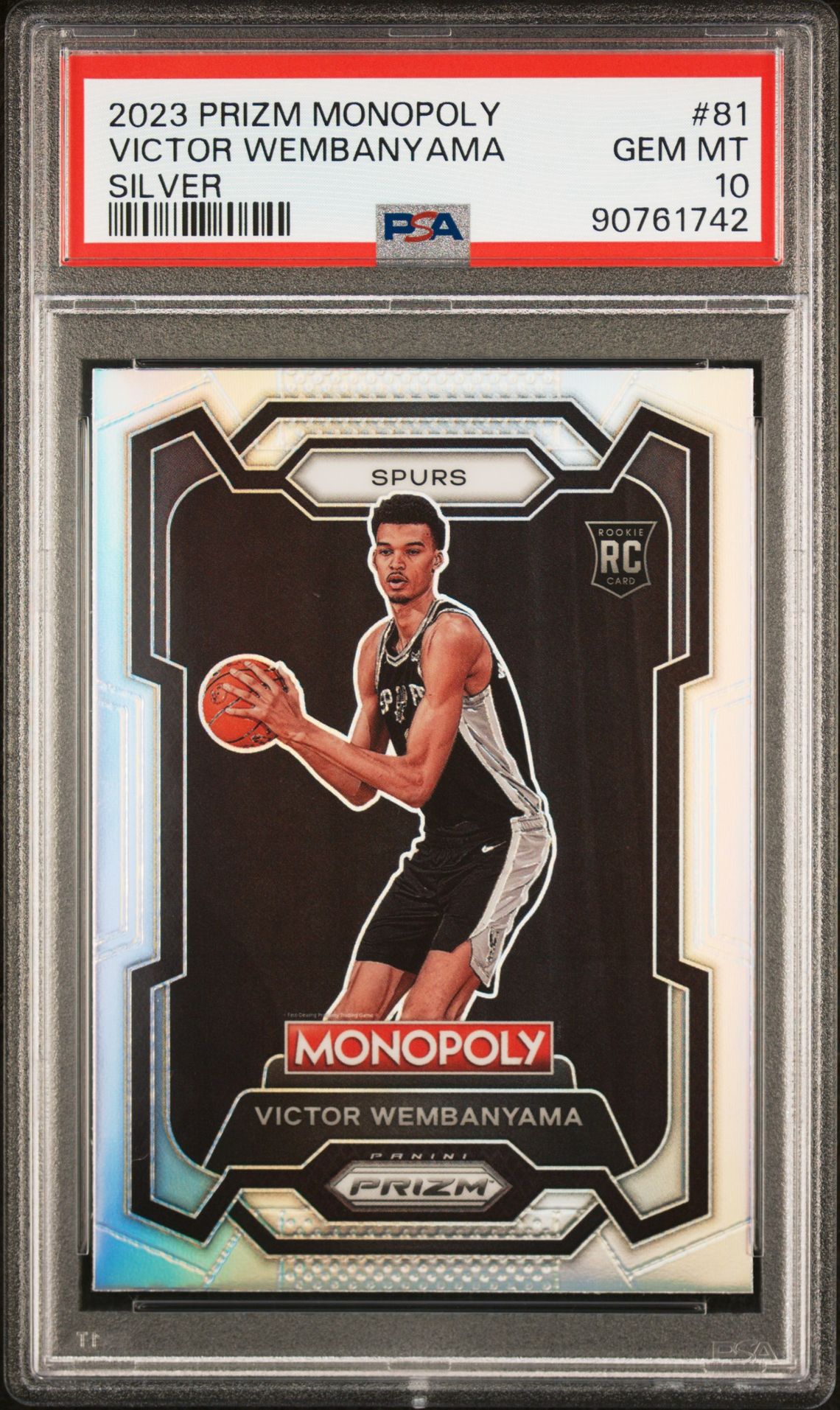 2023 Panini Prizm Monopoly Victor Wembanyama #81 (Silver) Gem Mt 10 front