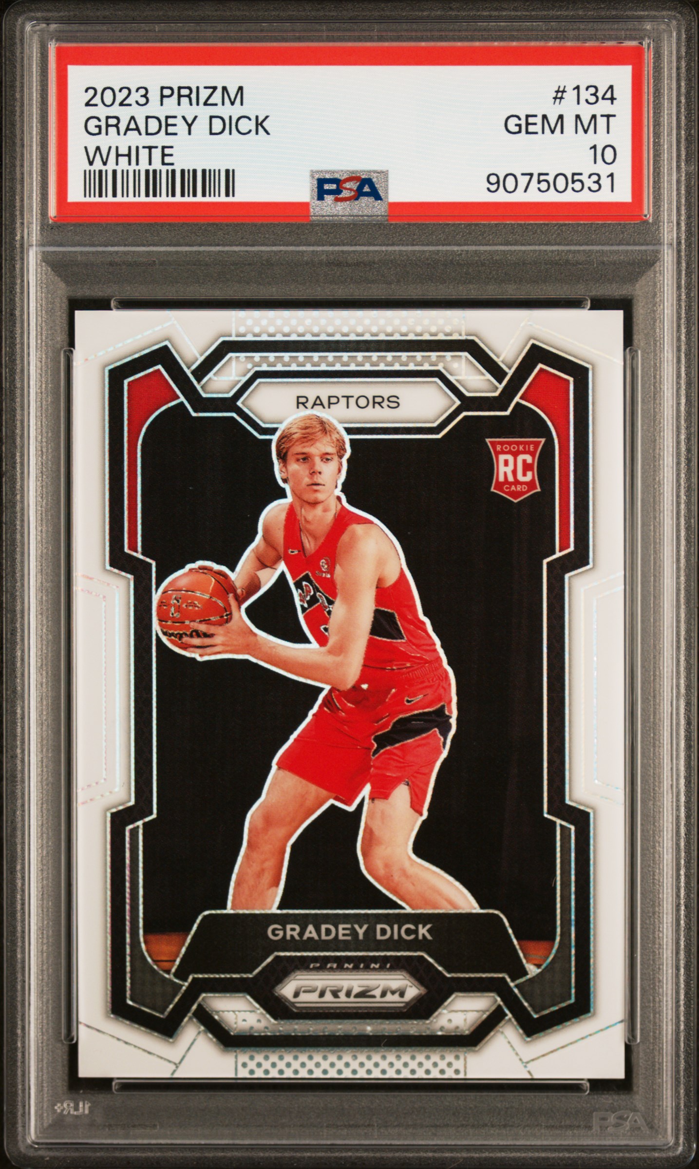 2023 Panini Prizm White #134 Gradey Dick Rookie Card (#37/175) – PSA GEM MT 10