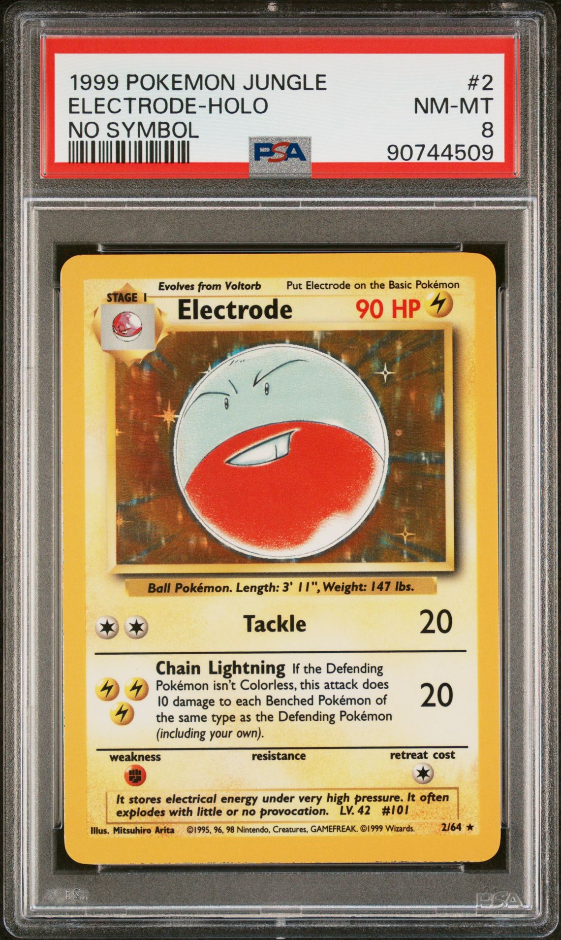 1999 Pokemon Jungle Electrode-Holo #2 (No Symbol) Nm-Mt 8 front