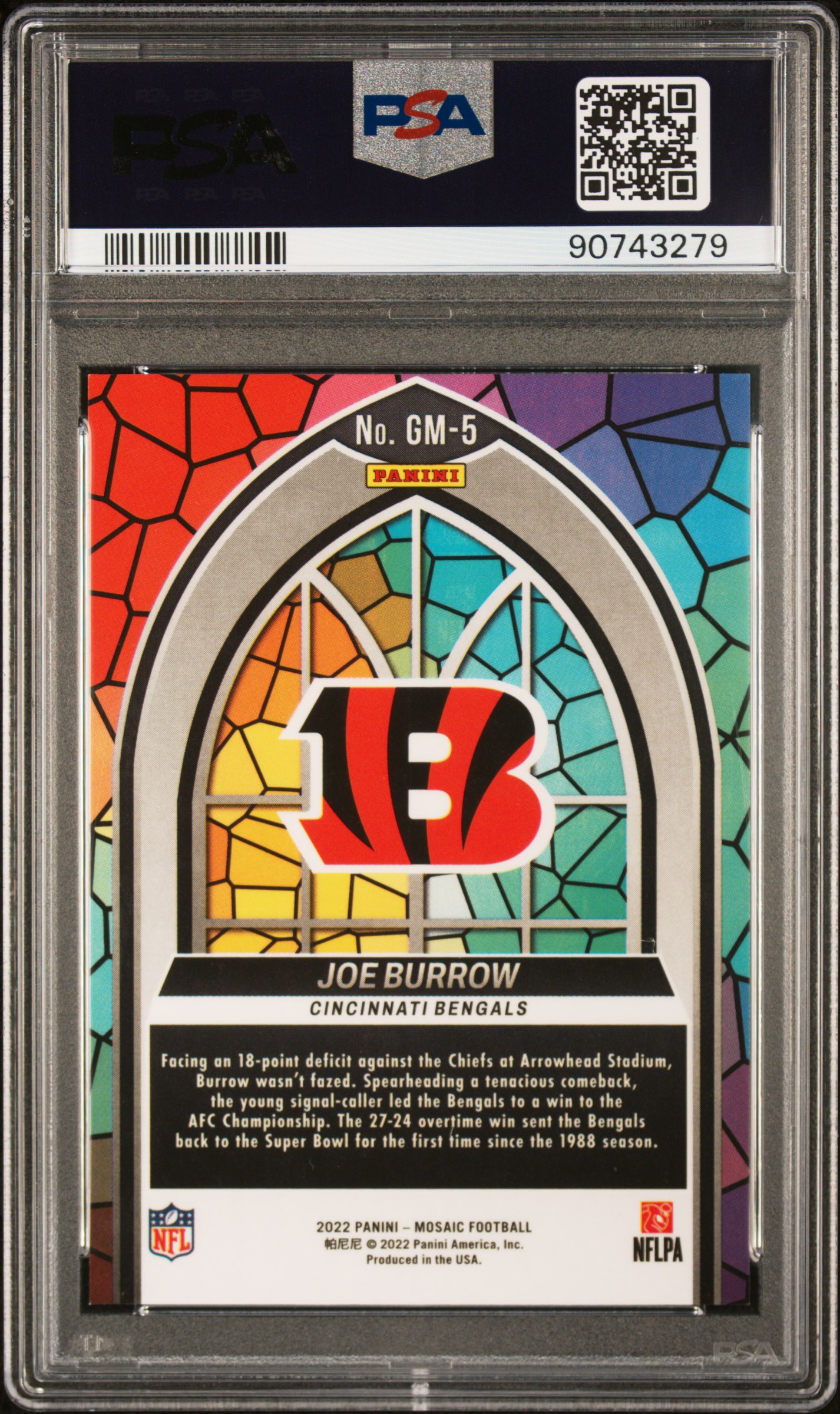 2022 Panini Mosaic Glass Mosaic Joe Burrow #Gm5 (Glass Mosaic) Gem Mt 10 front