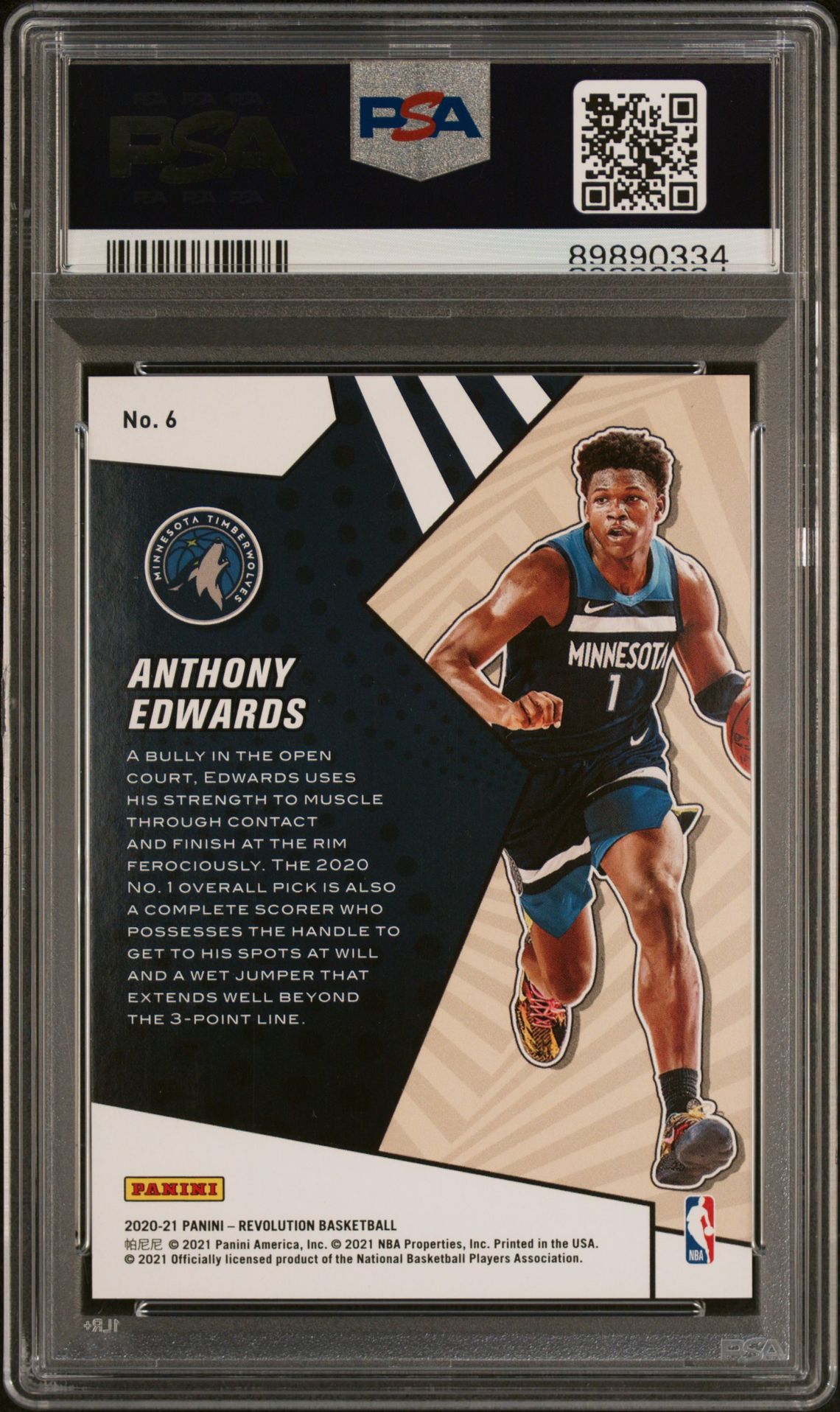 2020 Panini Revolution Rookie Revolution Anthony Edwards #6 (Rookie Revolution) Gem Mt 10 back