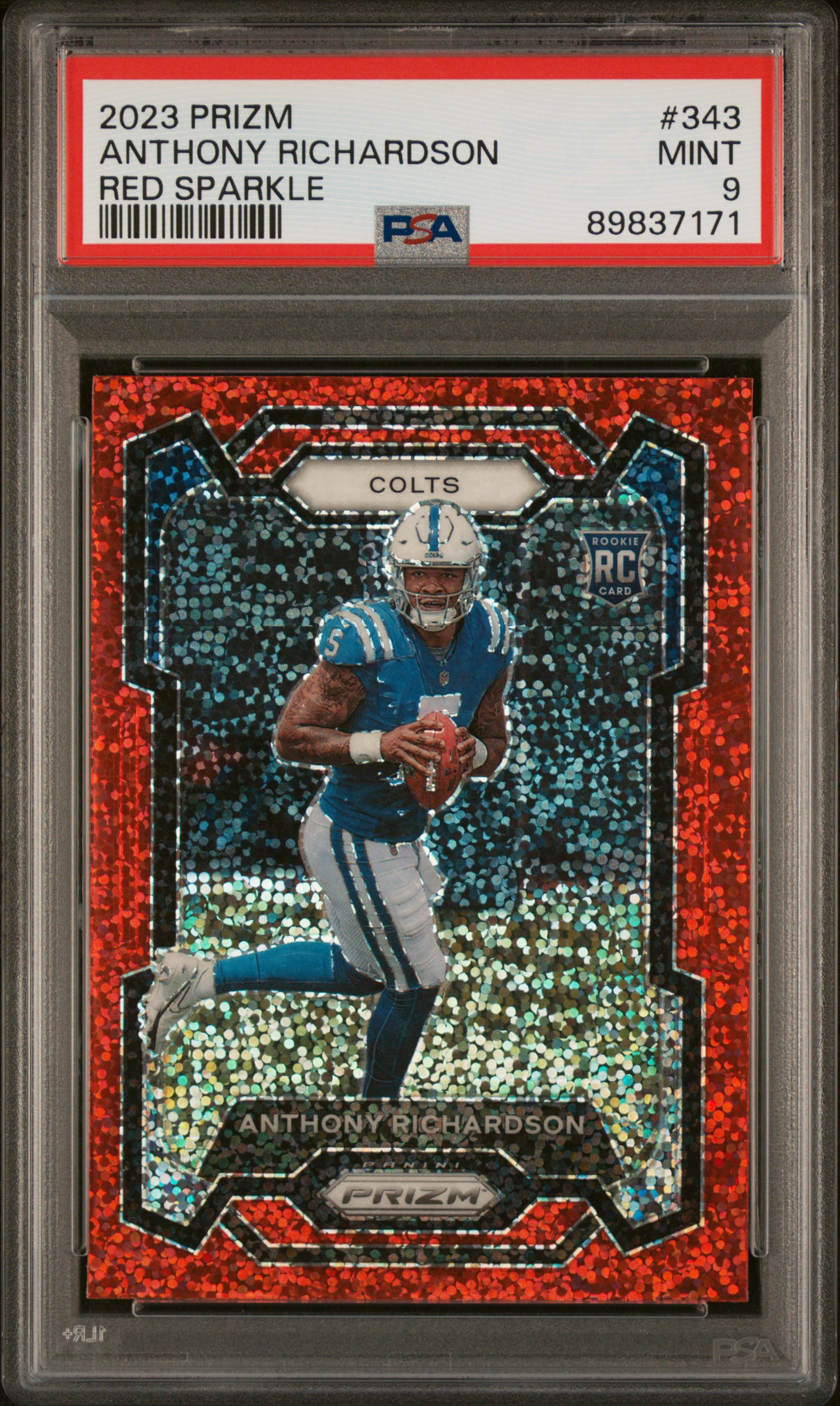 2023 Panini Prizm Anthony Richardson #343 (Red Sparkle) Mint 9 front