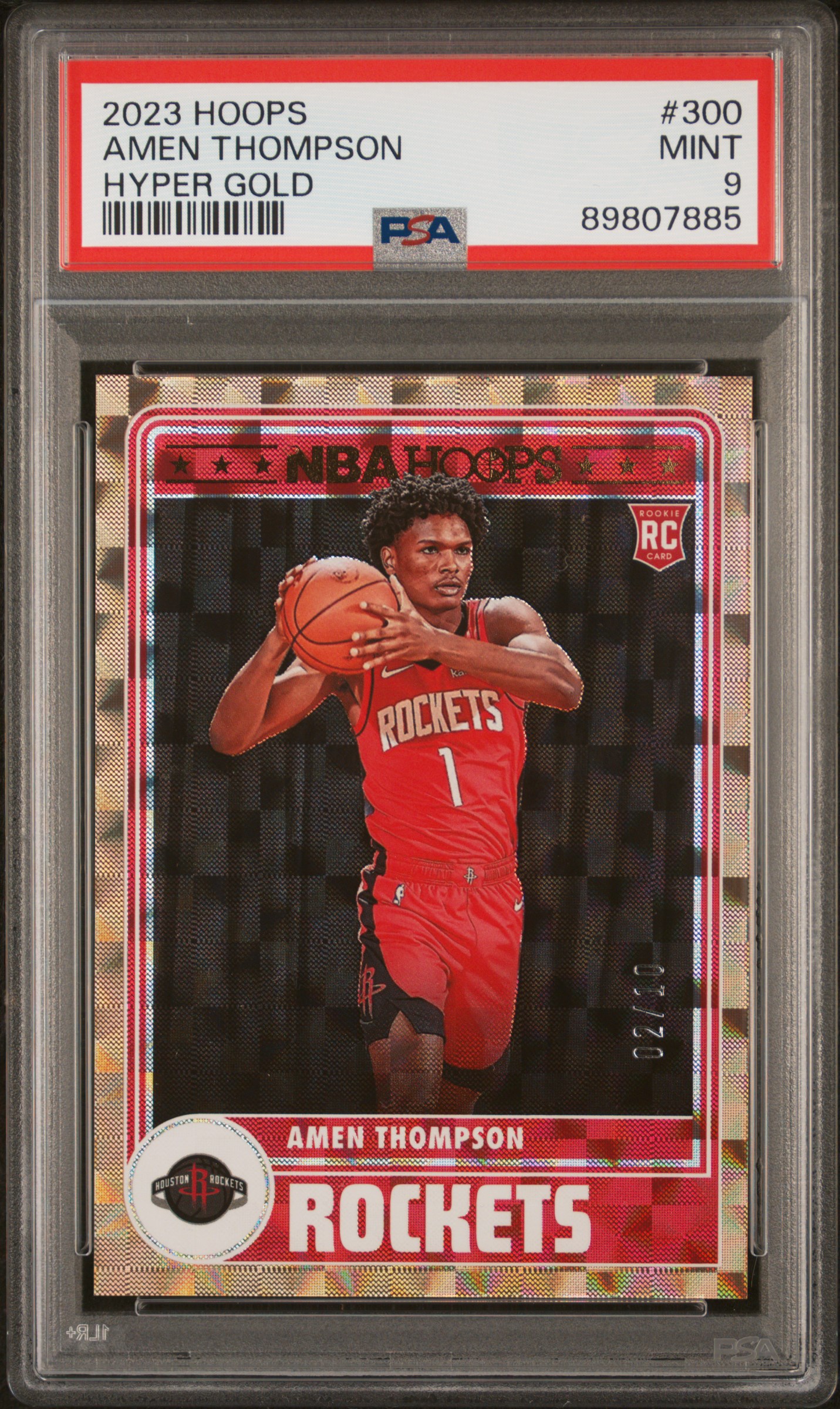 2023 Panini Nba Hoops Amen Thompson #300 (Hyper Gold) Mint 9 front