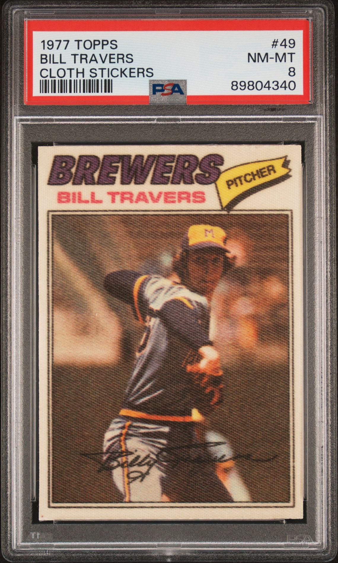 1977 Topps Cloth Stickers Bill Travers #49 (Cloth Stickers) Nm-Mt 8 front