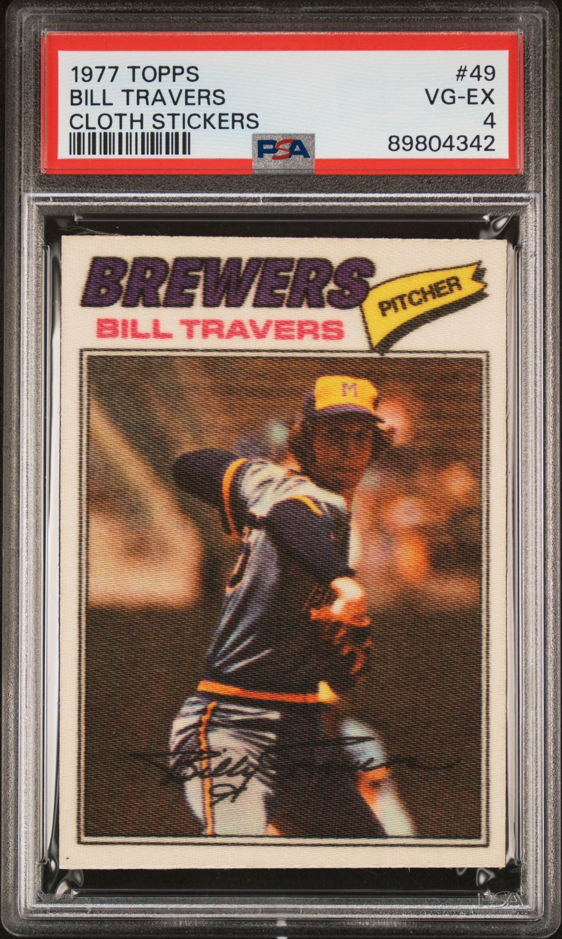 1977 Topps Cloth Stickers Bill Travers #49 (Cloth Stickers) Vg-Ex 4 front