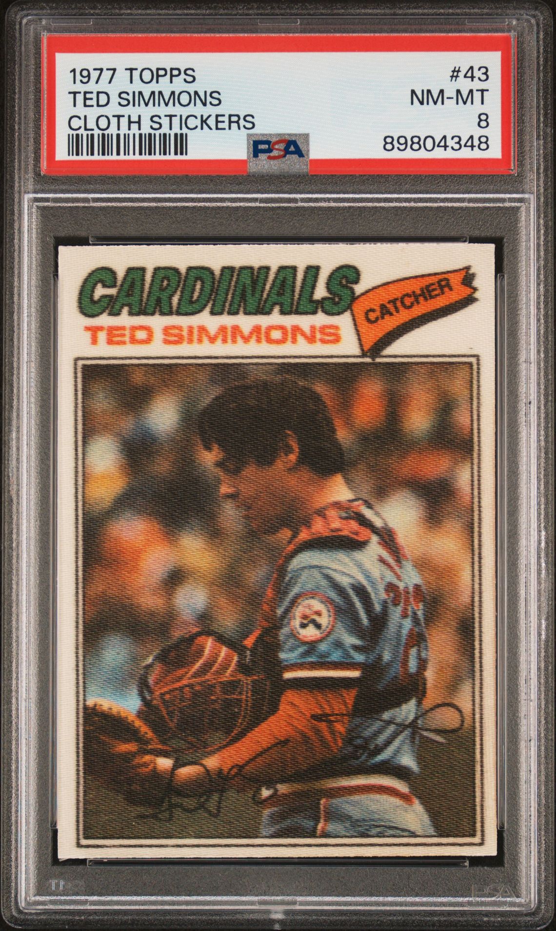 1977 Topps Cloth Stickers Ted Simmons #43 (Cloth Stickers) Nm-Mt 8 front