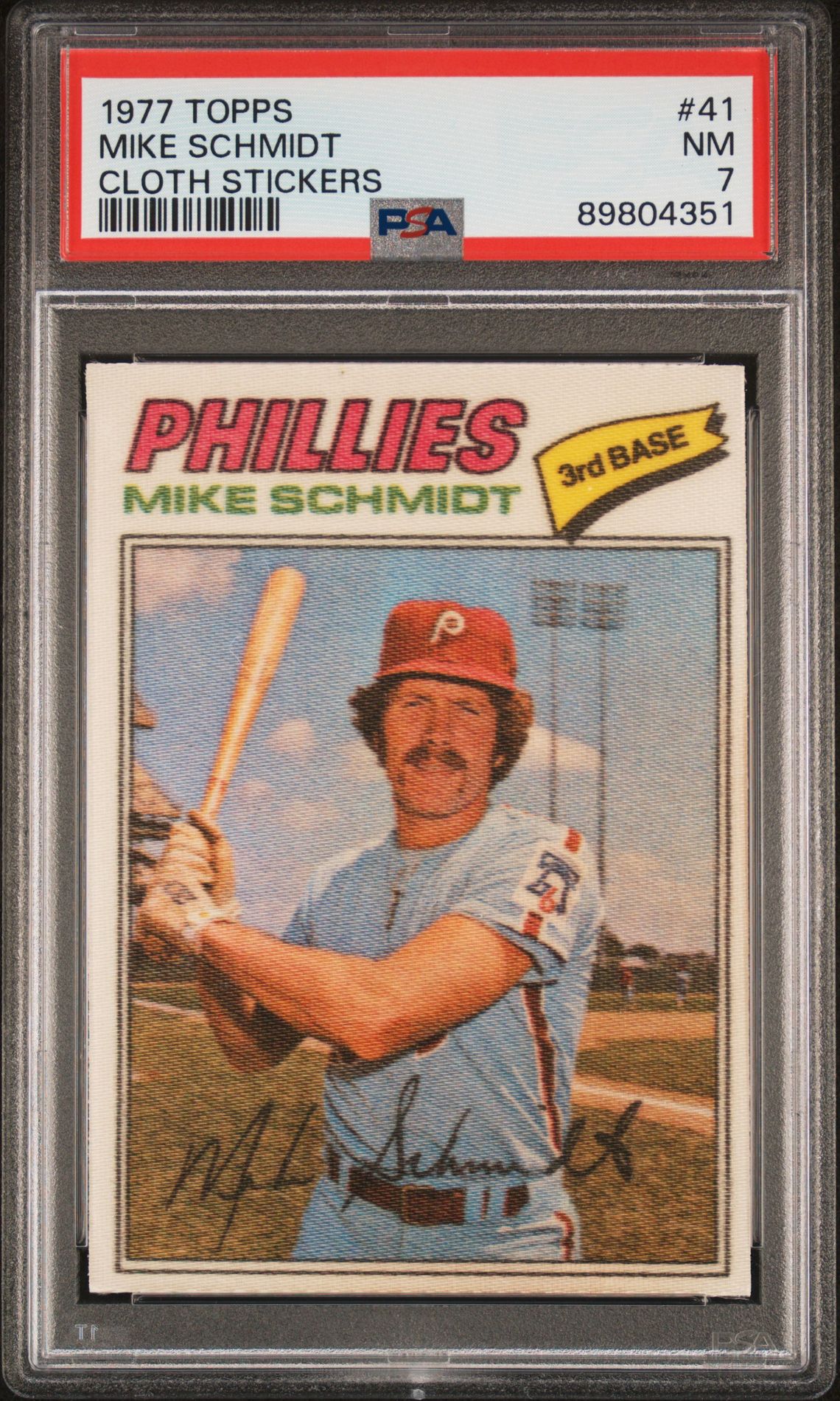1977 Topps Cloth Stickers Mike Schmidt #41 (Cloth Stickers) Nm 7 front