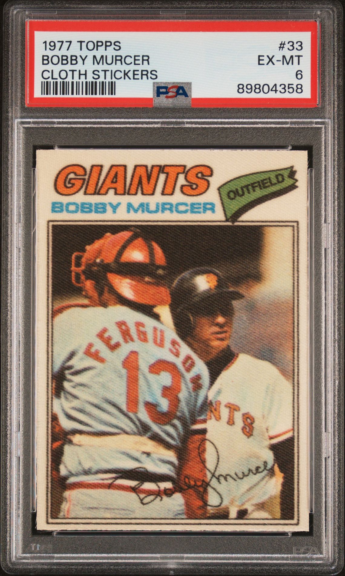 1977 Topps Cloth Stickers Bobby Murcer #33 (Cloth Stickers) Ex-Mt 6 front