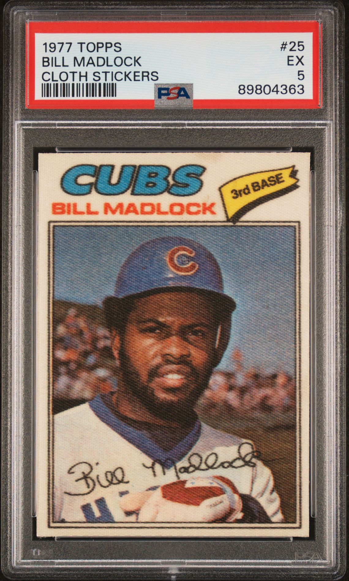 1977 Topps Cloth Stickers Bill Madlock #25 (Cloth Stickers) Ex 5 front