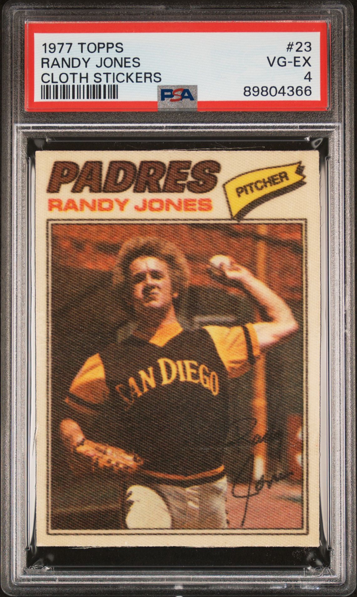 1977 Topps Cloth Stickers Randy Jones #23 (Cloth Stickers) Vg-Ex 4 front