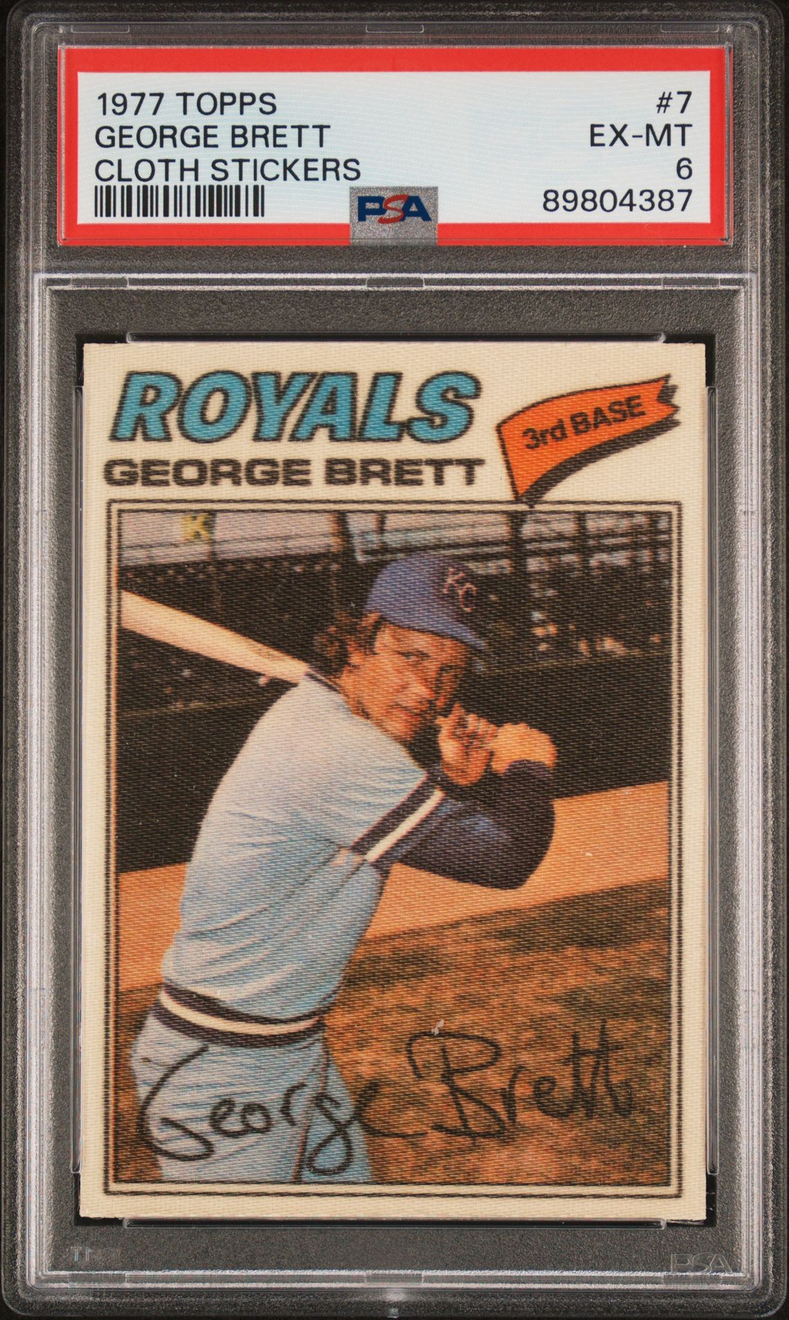 1977 Topps Cloth Stickers George Brett #7 (Cloth Stickers) Ex-Mt 6 front