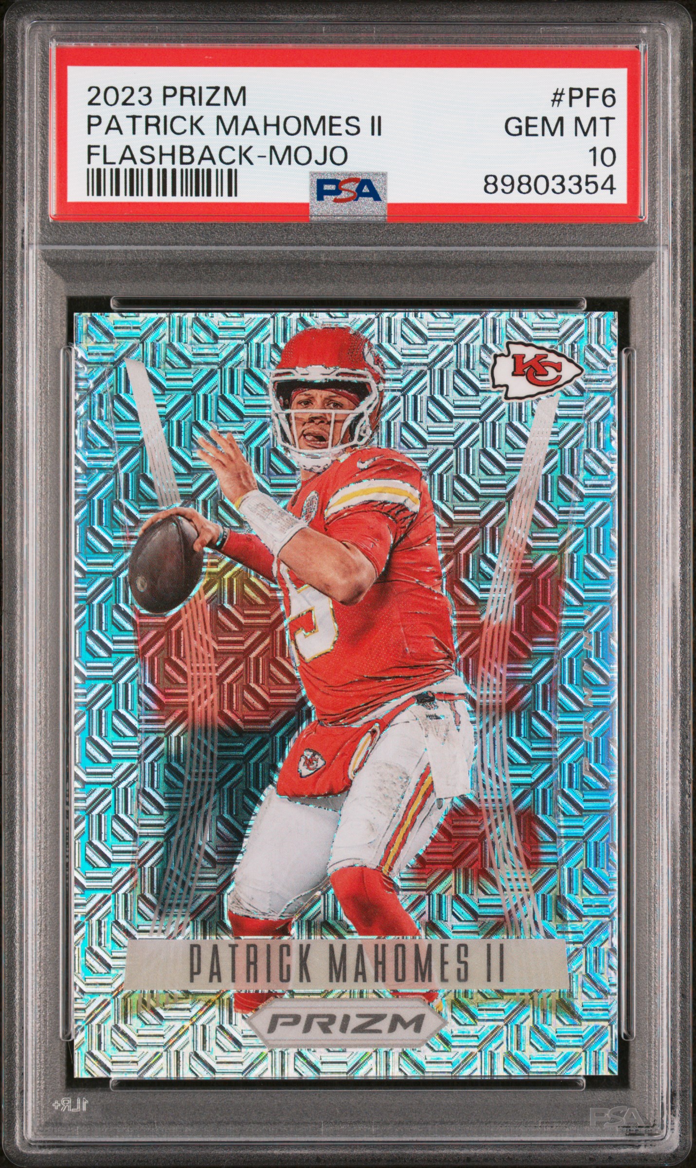 2023 Panini Prizm Flashback Mojo Prizm #PF6 Patrick Mahomes II (#05/25) – PSA GEM MT 10