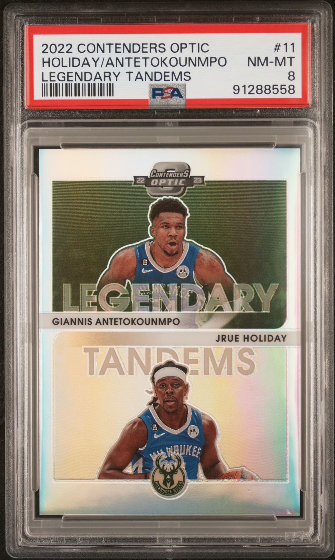 2022 Panini PANINI CONTENDERS OPTIC LEGENDARY TANDEMS #11 Holiday/Antetokounmpo front