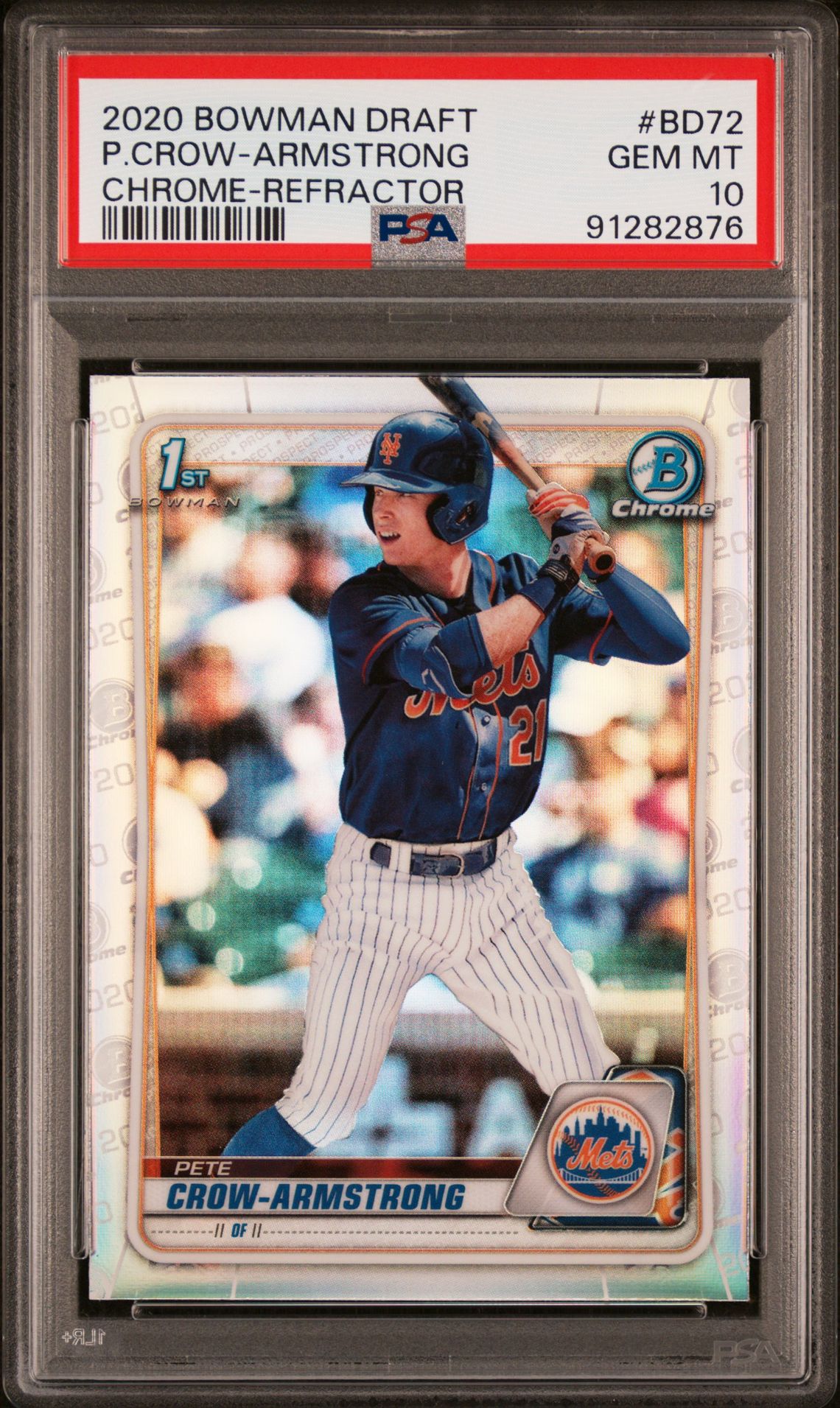 2020 Bowman Draft P.crow-Armstrong #Bd72 (Chrome-Refractor) Gem Mt 10 front