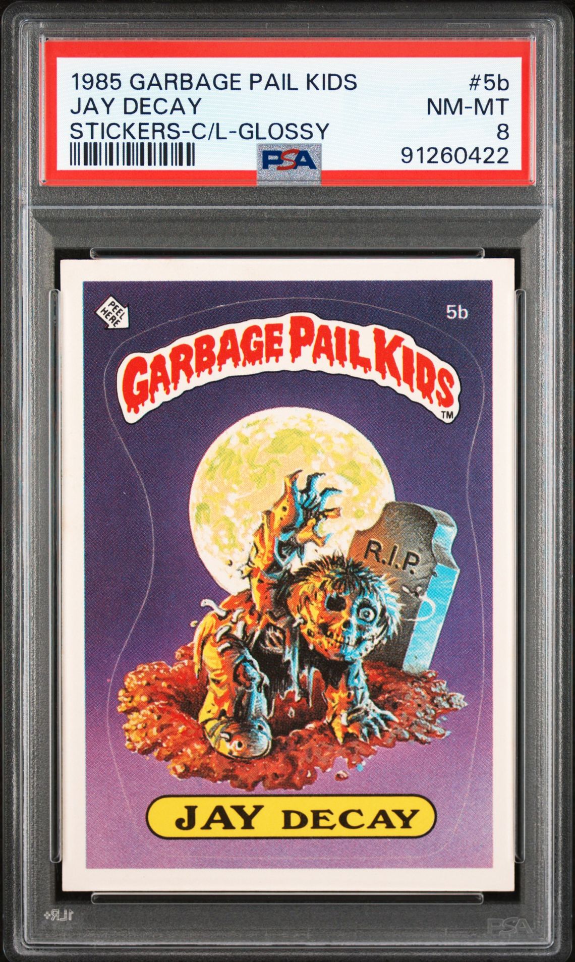 1985 Topps GARBAGE PAIL KIDS STICKERS C/L-GLOSSY #5B Jay Decay front
