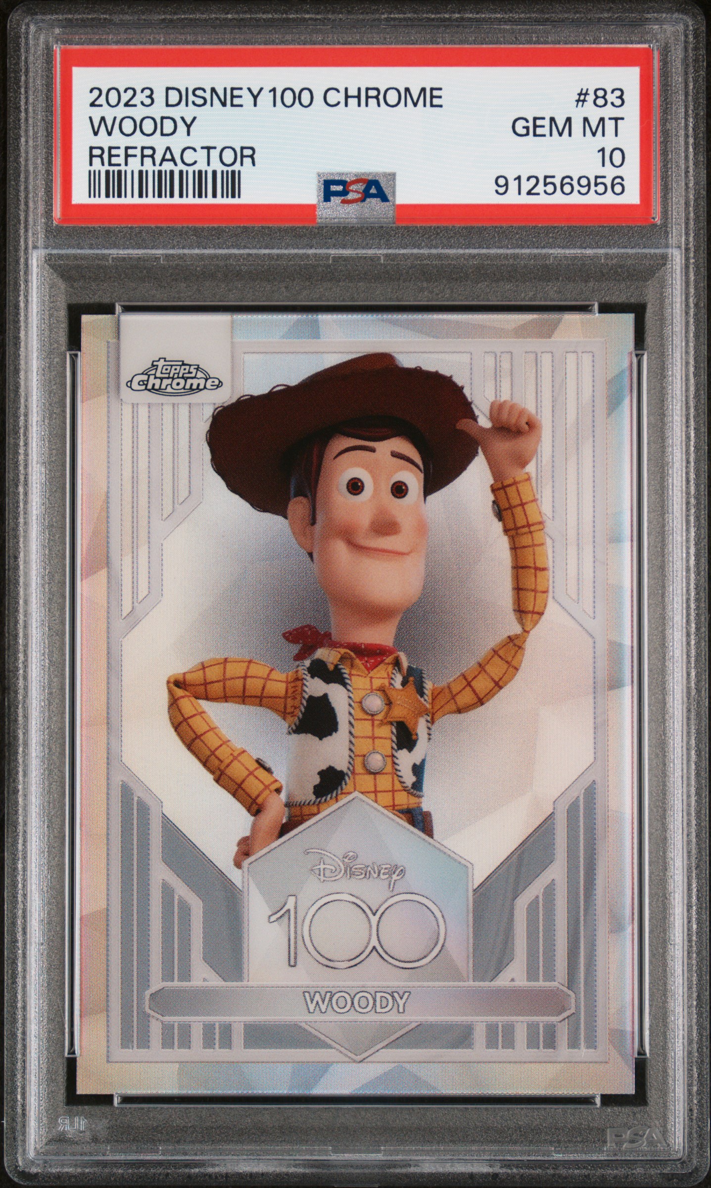 2023 Topps Chrome Disney100 Woody #83 (Refractor) Gem Mt 10 front