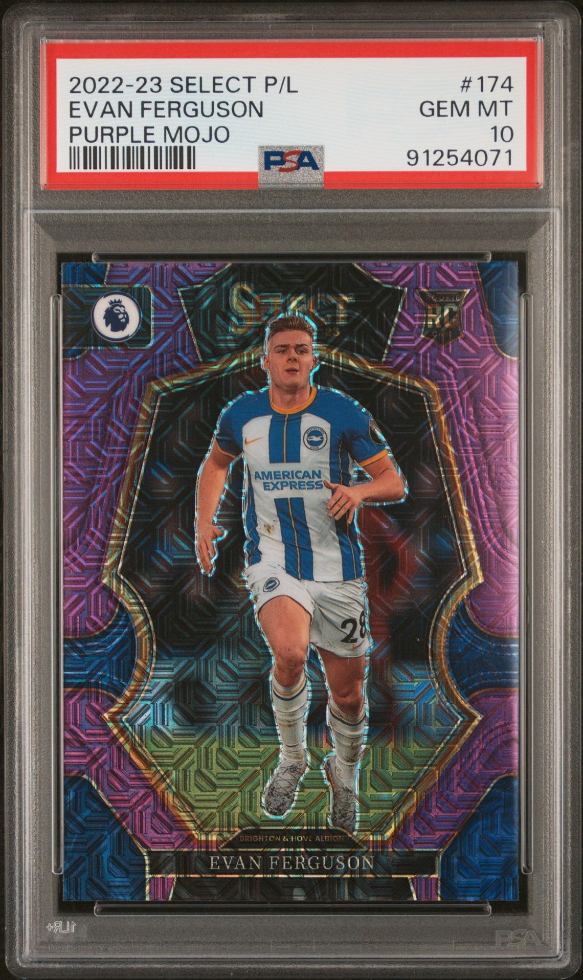 2022-23 Panini Select Premier League Evan Ferguson #174 (Purple Mojo) Gem Mt 10 front