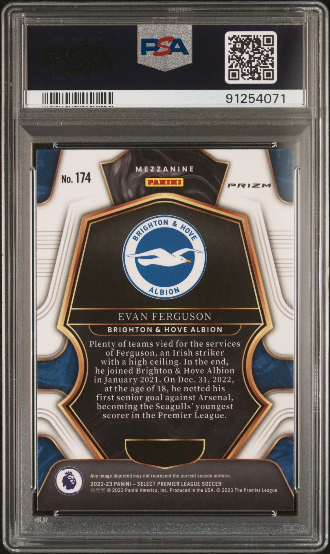 2022-23 Panini Select Premier League Evan Ferguson #174 (Purple Mojo) Gem Mt 10 back