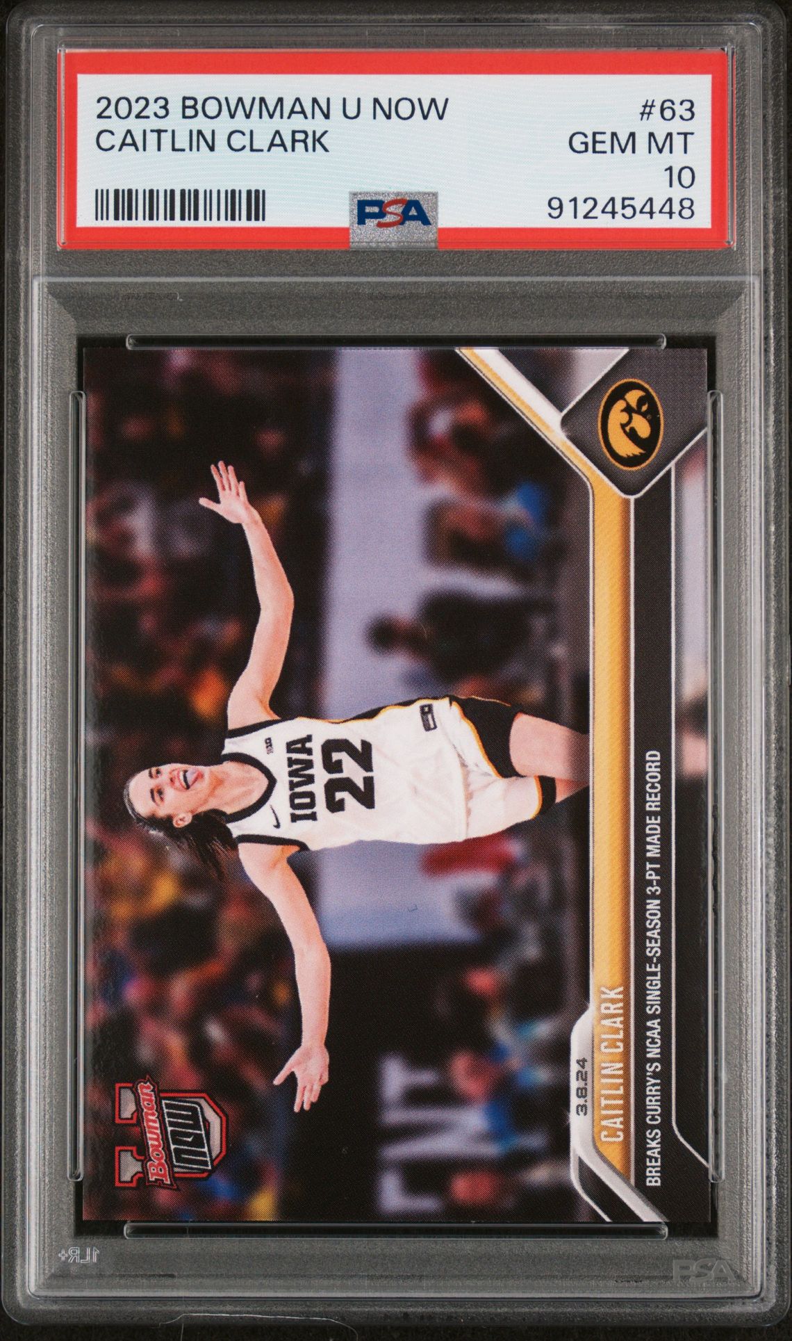 2023 Bowman U Now Caitlin Clark #63 Gem Mt 10 front