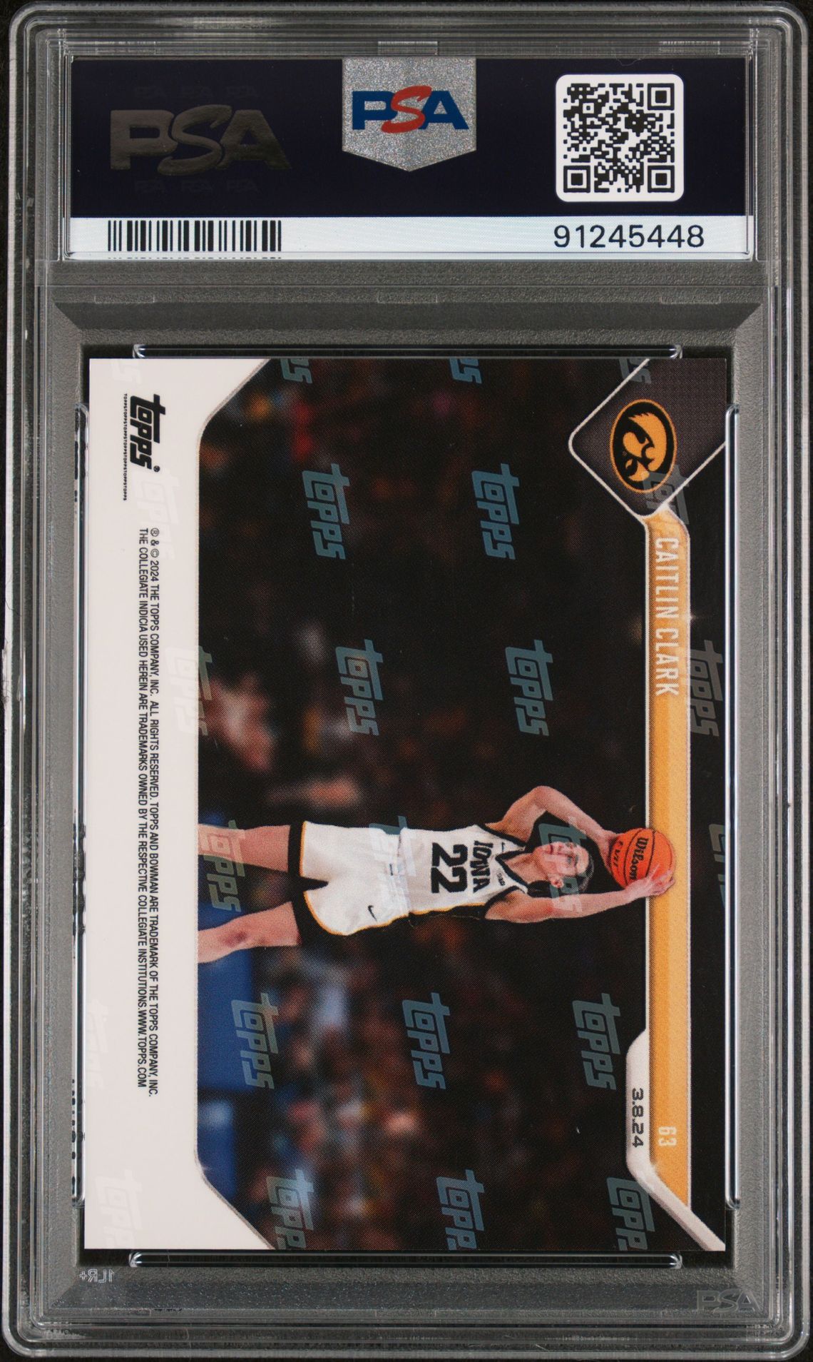 2023 Bowman U Now Caitlin Clark #63 Gem Mt 10 back