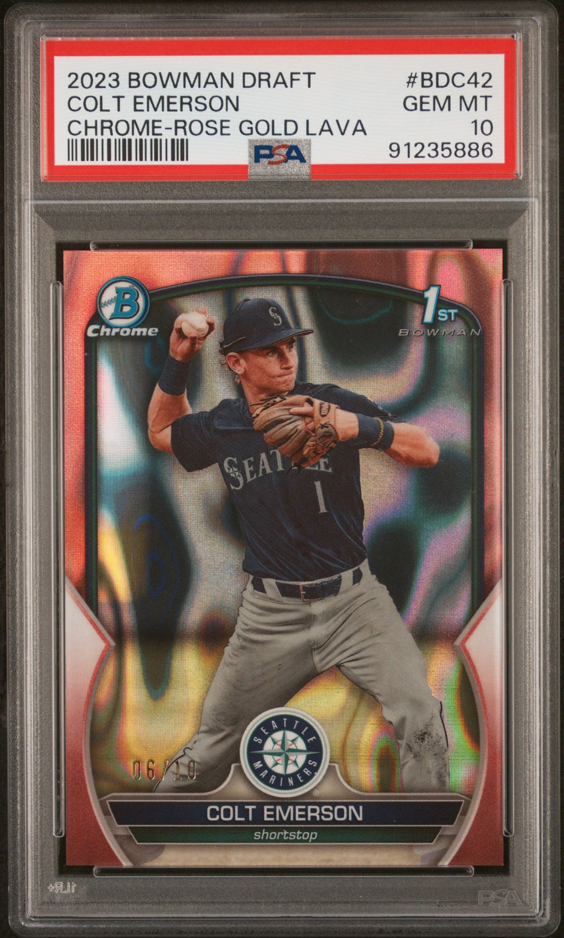 2023 Bowman BOWMAN DRAFT CHROME-ROSE GOLD LAVA #BDC42 Colt Emerson front