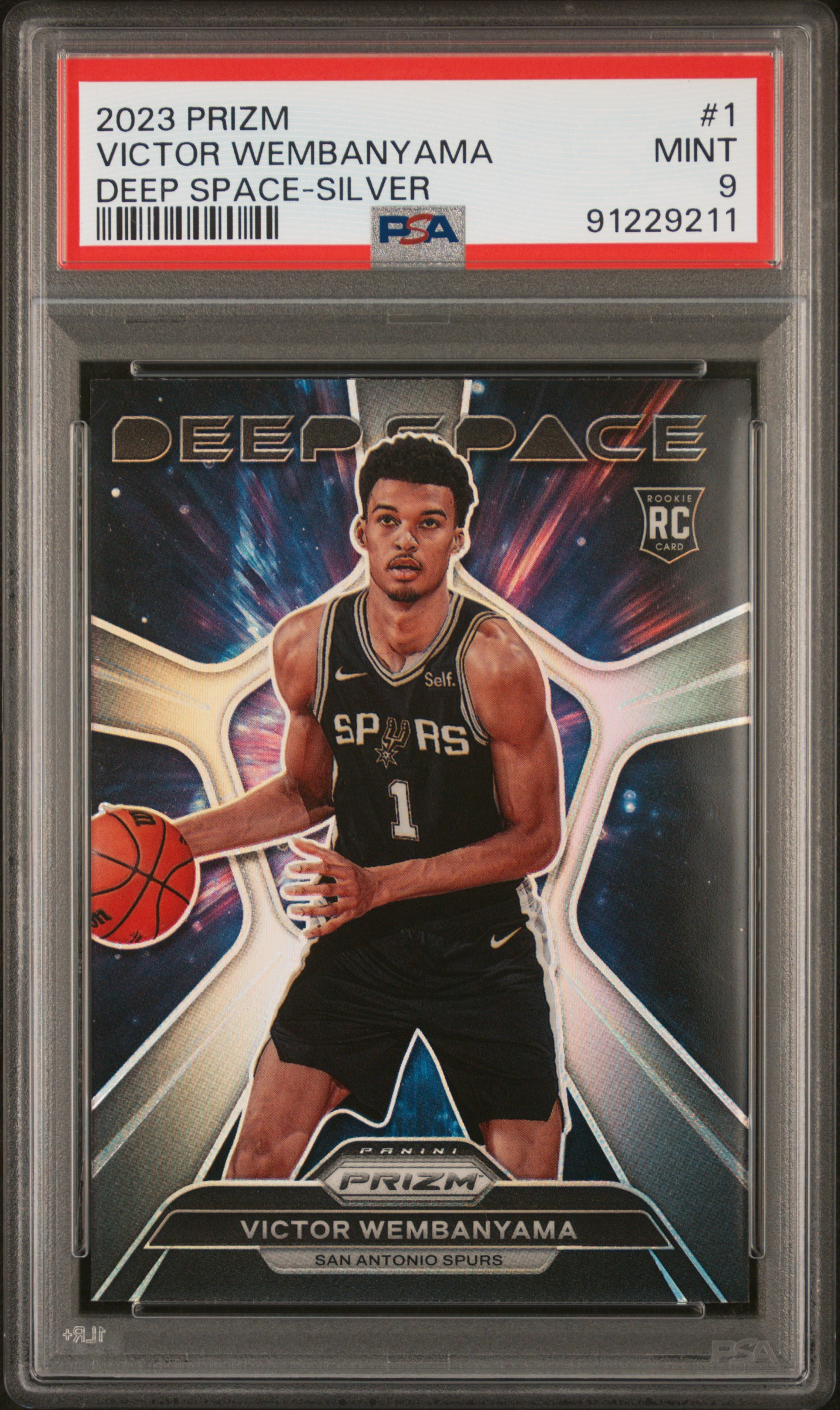 2023 Panini Prizm Deep Space Victor Wembanyama #1 (Deep Space-Silver Prizm) Mint 9 front