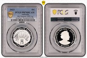 2023 50C Her Majesty QEII Ag Six Effigies PR70DCAM