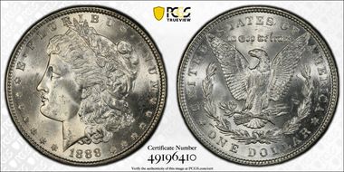 1888 $1 VAM 4, Doubled Reverse MS65