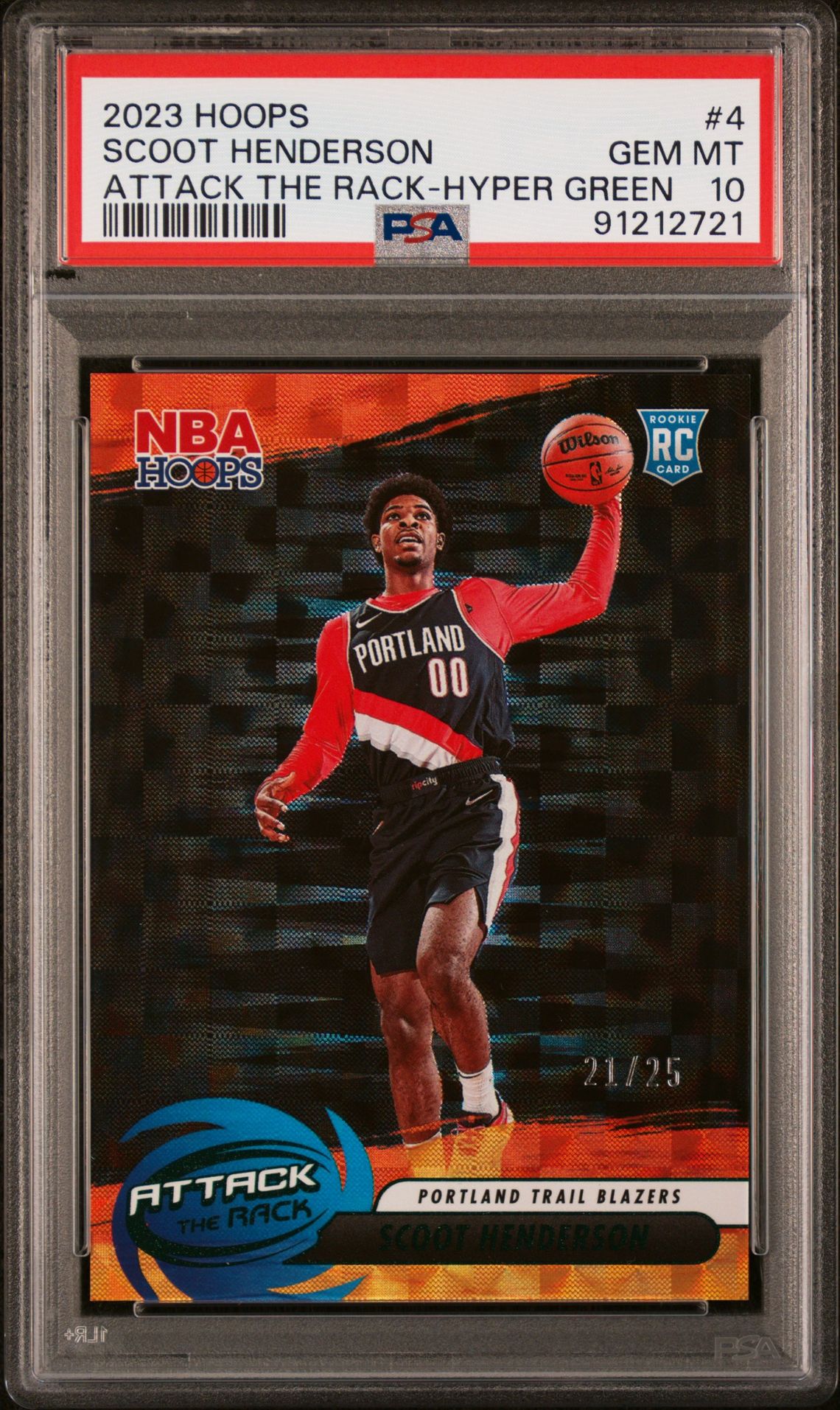 2023 Panini PANINI NBA HOOPS ATTACK THE RACK Green #4 Scoot Henderson front