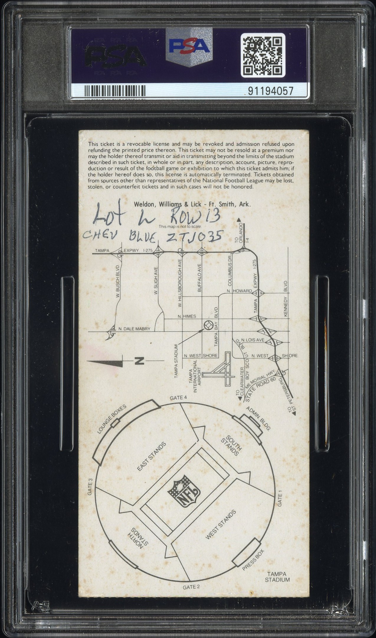 1984 Super Bowl Xviii-Stub Raiders-38, Redskins-9 #Stub (Mvp-Marcus Allen) Ex 5 (Mk) back