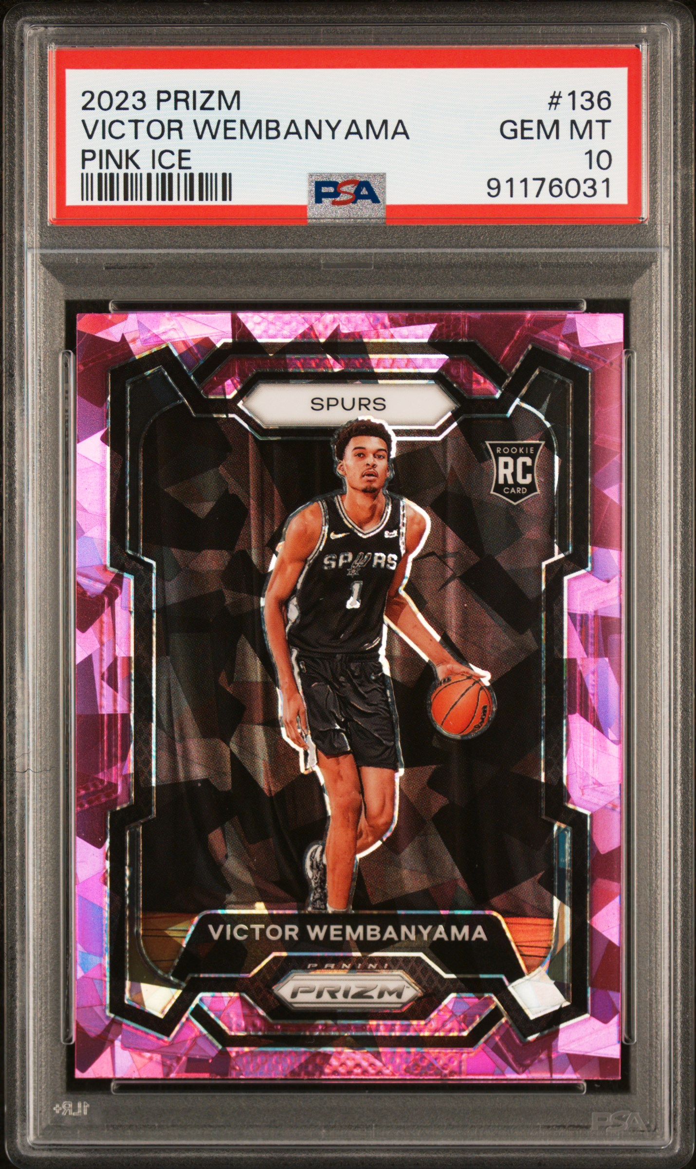 2023 Panini Prizm Victor Wembanyama #136 (Pink Ice) Gem Mt 10 front