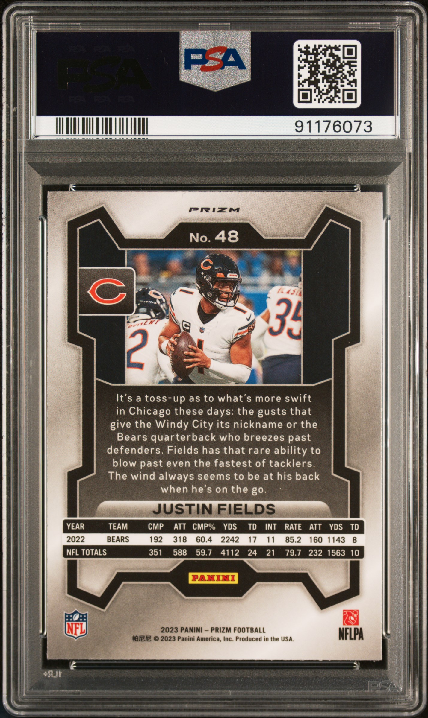 2023 Panini Prizm Justin Fields #48 (Disco Prizm) Gem Mt 10 back