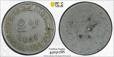 (19th C.) Token Irchester Co-Op 2lb Loaf of Bread AU50