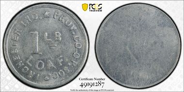 (19th C.) Token Irchester Co-Op 1lb Loaf of Bread MS62