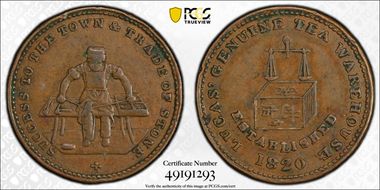 1820 Tk 1/4D Lucas' Genuine Tea Warehouse Staffordshire, Stone AU50BN