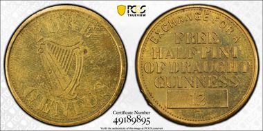 No Date Token Guiness - Free 1/2 Pint MS63