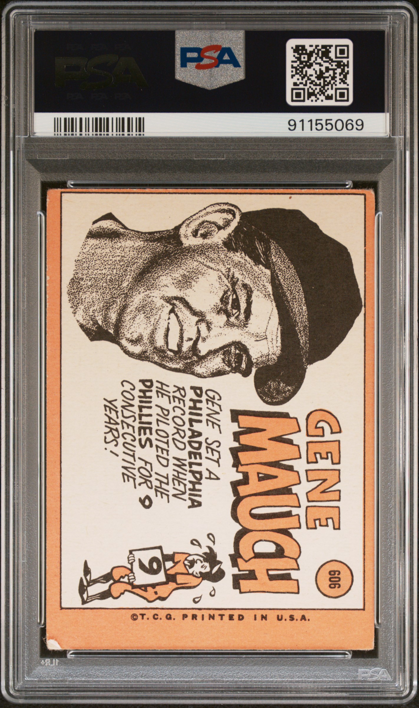 1969 Topps Gene Mauch #606 back