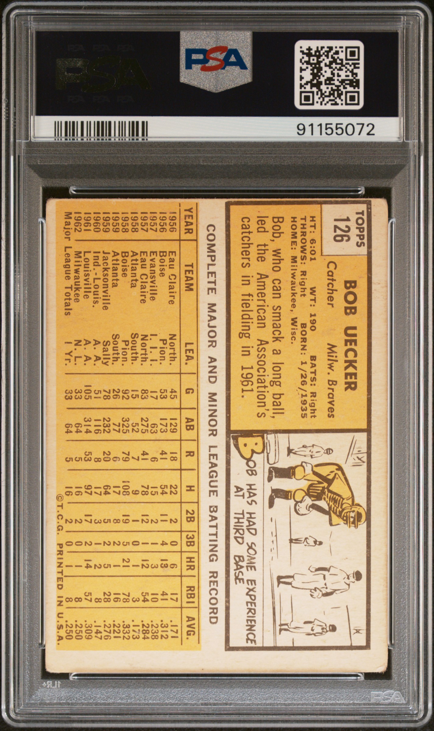 1963 Topps Bob Uecker #126 back