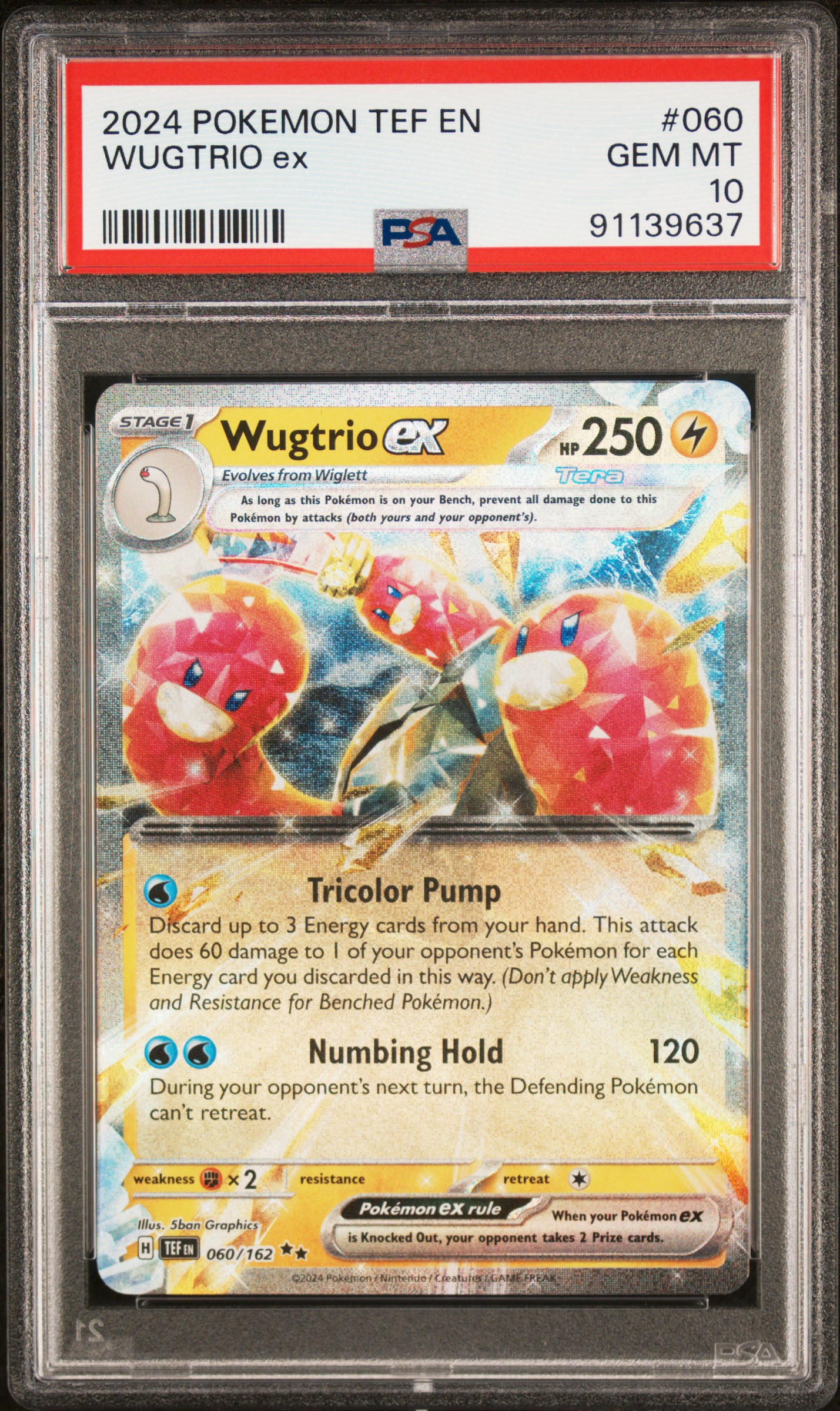 2024 Pokemon TEF EN-Temporal Forces 060 Wugtrio Ex – PSA GEM MT 10