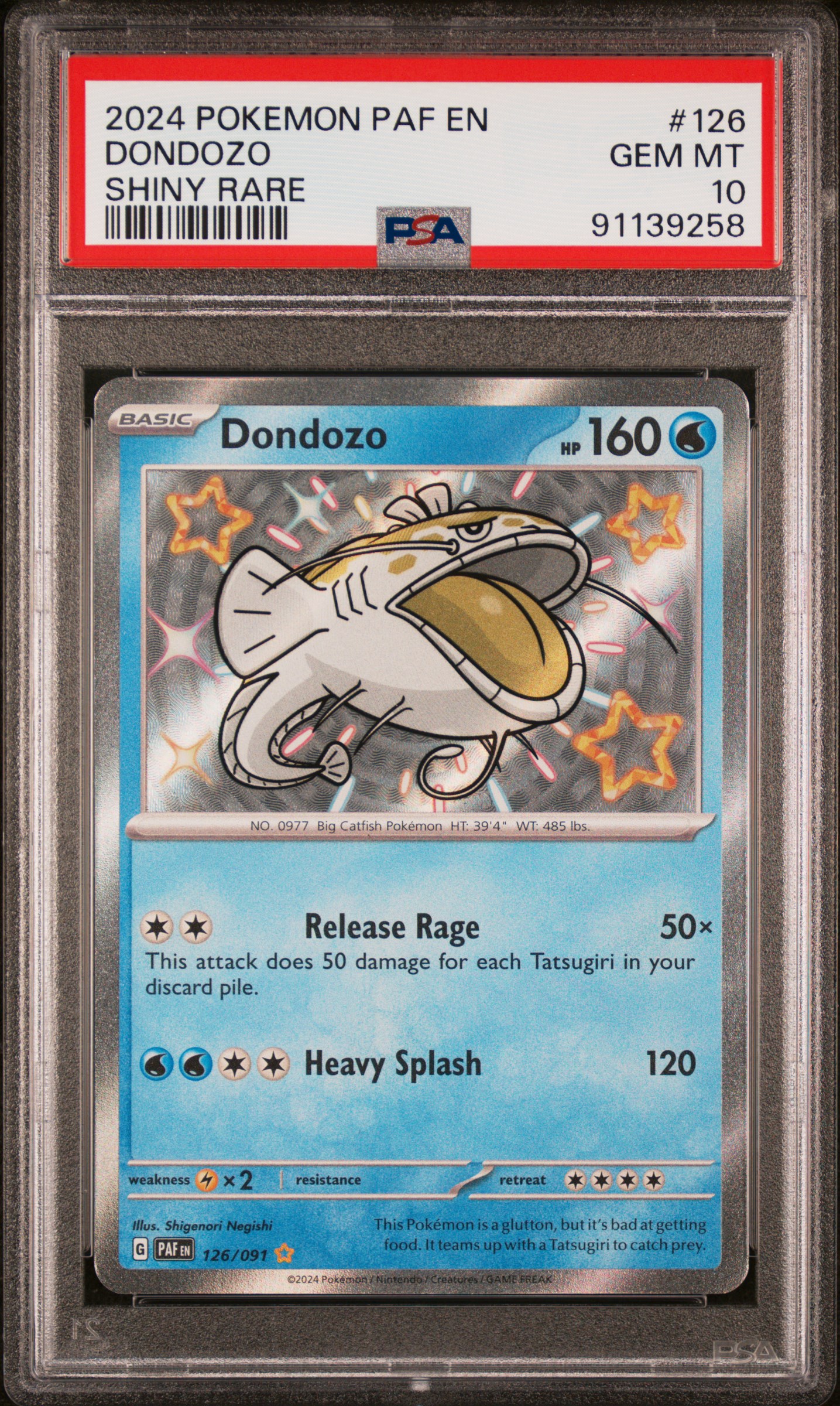 2024 Pokemon Paf En-Paldean Fates Shiny Rare 126 Dondozo – PSA GEM MT 10