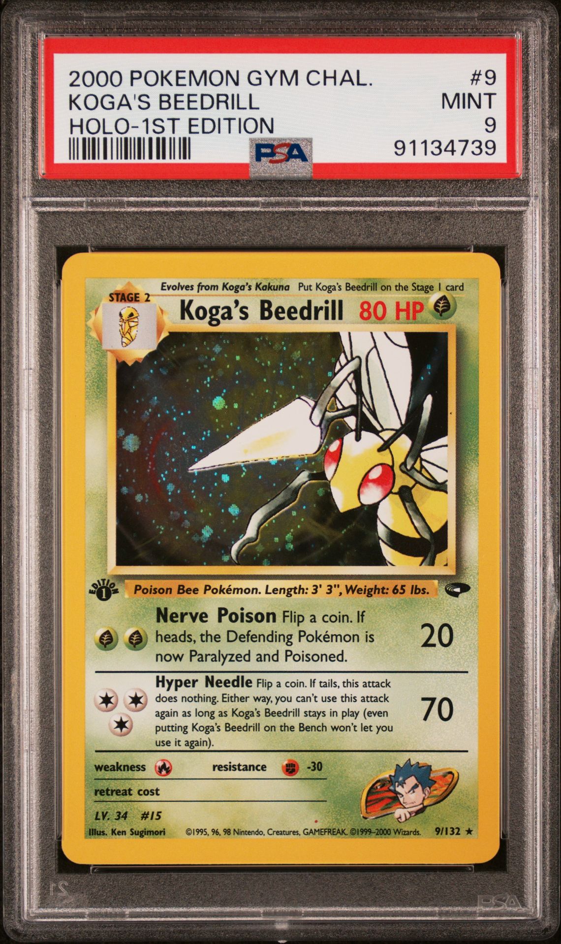 2000 Pokemon POKEMON GYM CHALLENGE HOLO-1ST EDITION #9 Koga's Beedrill front