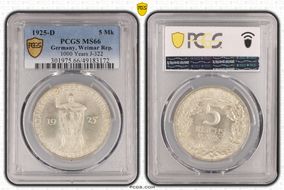 1925-D 5 Mk 1000 Years J-322 MS66