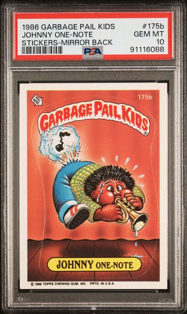 1986 Garbage Pail Kids GARBAGE PAIL KIDS STICKERS MIRROR BACK #175B Johnny One-Note front