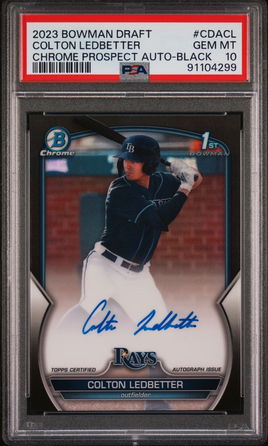 2023 Bowman BOWMAN DRAFT CHROME PROSPECT AUTOGRAPH Black #CDACL Colton Ledbetter front