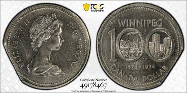 1974 $1 Winnipeg - Single Yoke MS64
