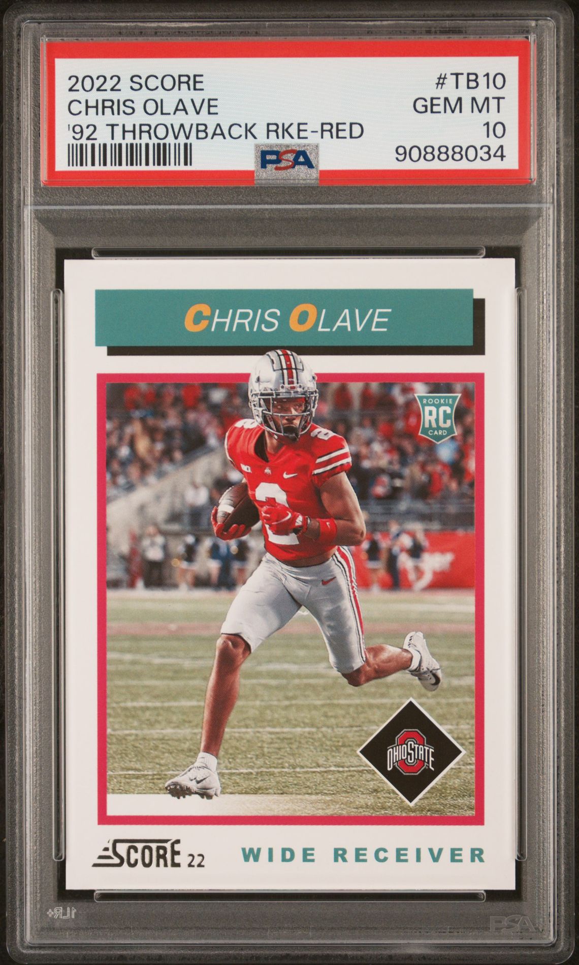2022 Panini PANINI SCORE 1992 THROWBACK ROOKIE '92 THROWBACK RKE-RED #TB10 Chris Olave front